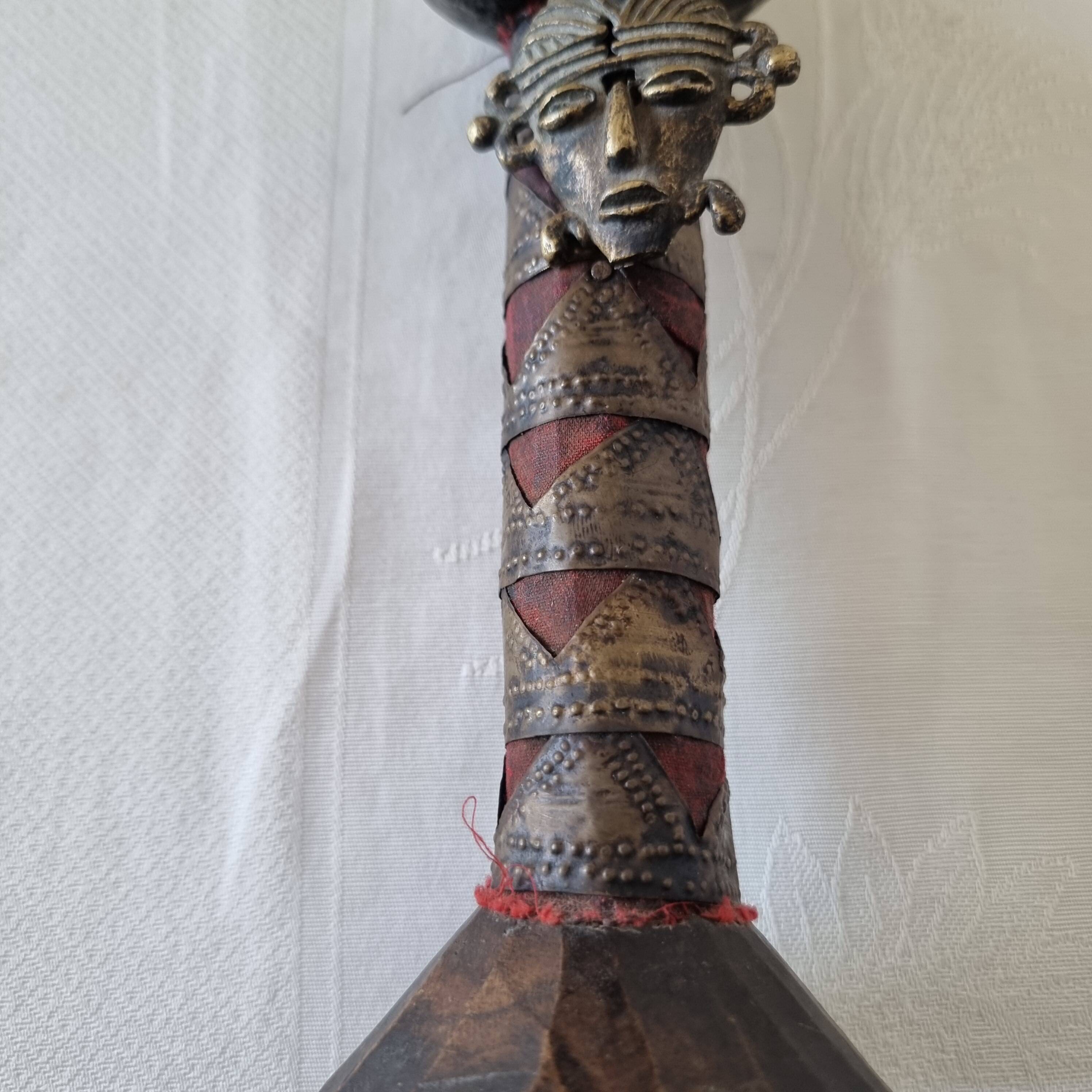 Scepter decorated with a female figure in wood and brass