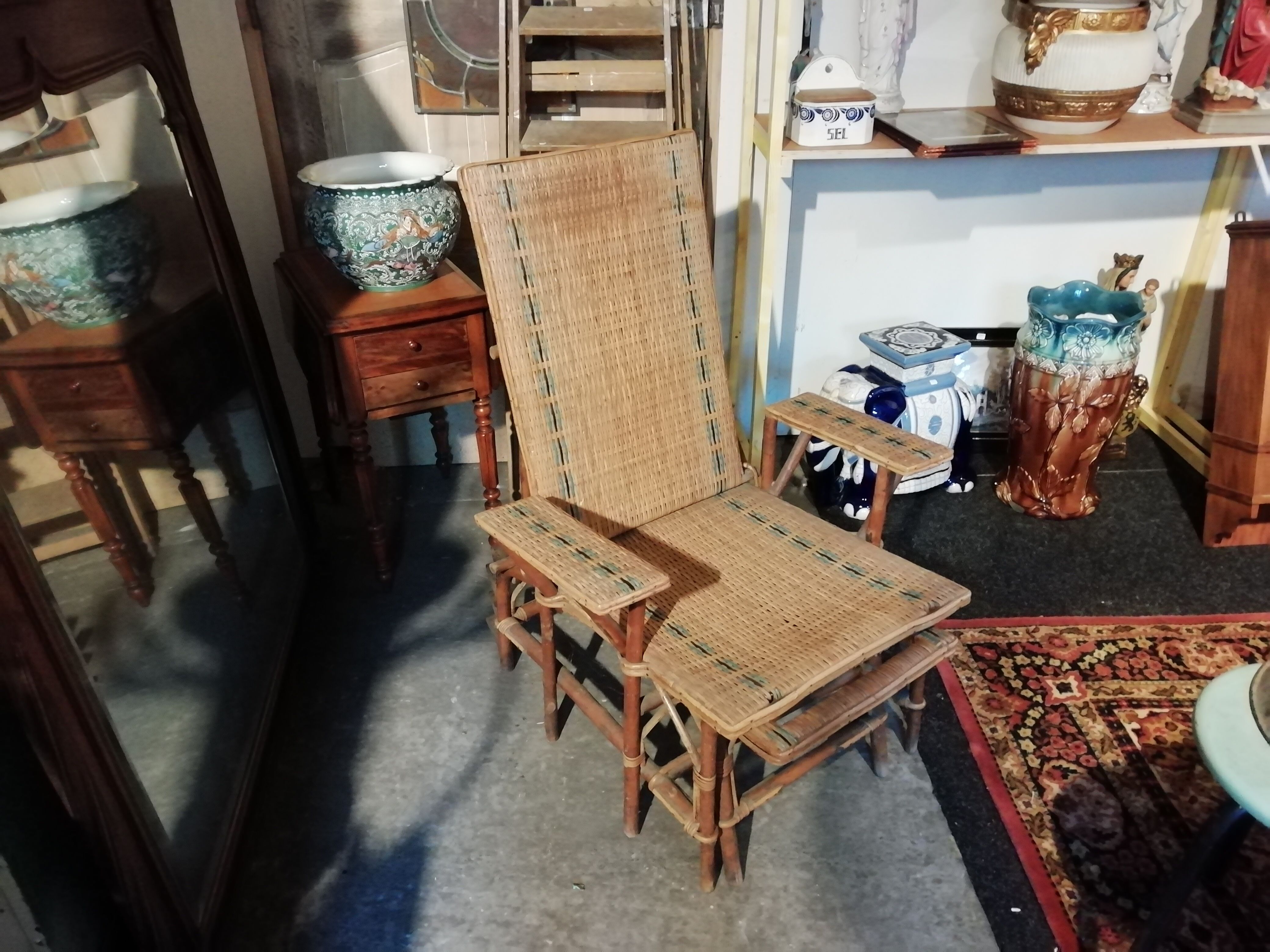 Long chair in rattan circa 1960 vintage