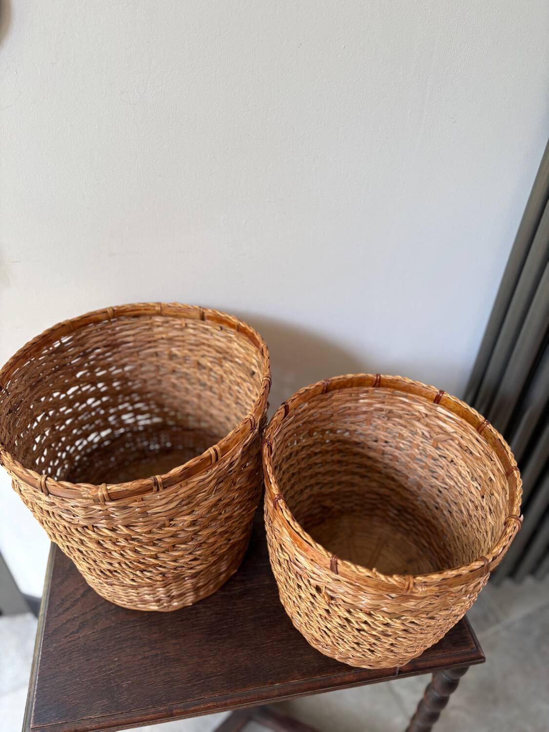 2 paniers en rotin vintage