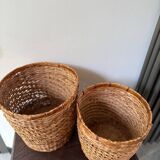 2 paniers en rotin vintage