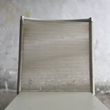 Set of 4 light grey powder-coated metal Fly Line chairs with cream rope - Giandomenico Belotti, 1980s