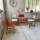 Set of 4 80s colored pine chairs