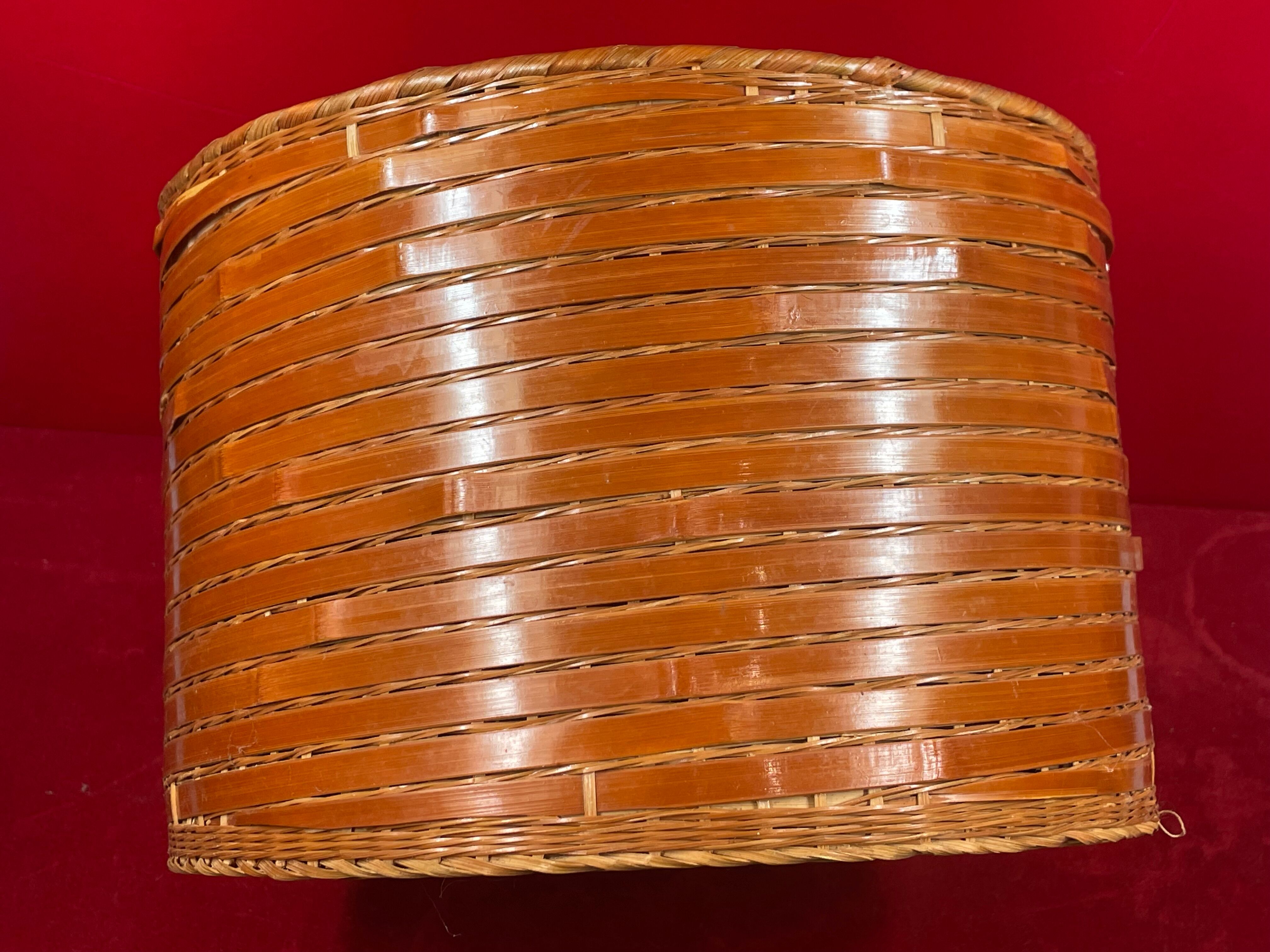 Set of 5 chinese pot covers in wicker and split bamboo