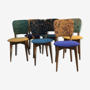 Suite de 6 chaises vintage rénovées