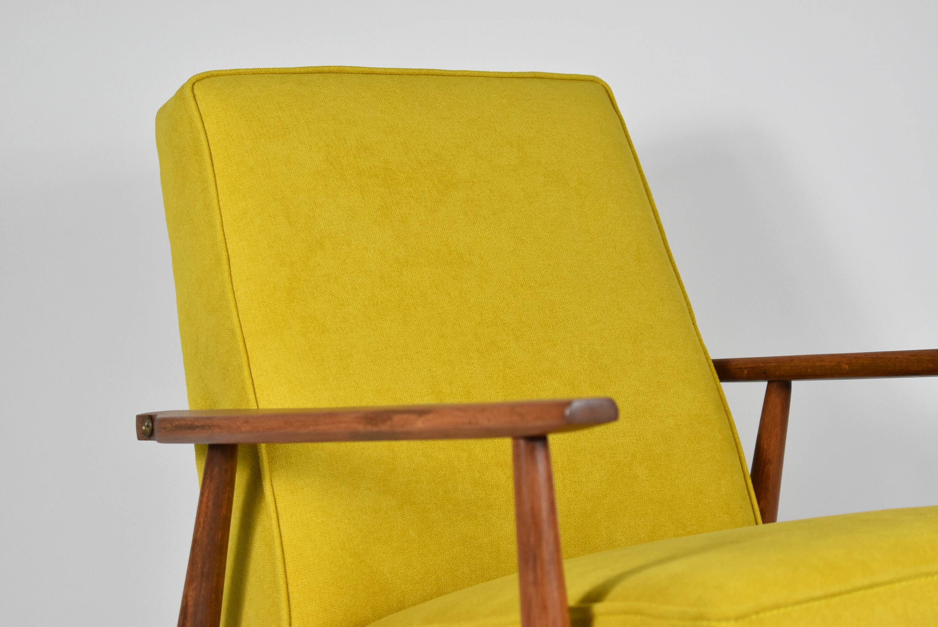 Original armchair "FOX", designer Henry Lis, 1970s, fully restored, yellow