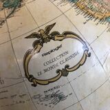 Old globe world map with arch + vintage wood base