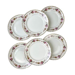 6 assiettes plates en faïence