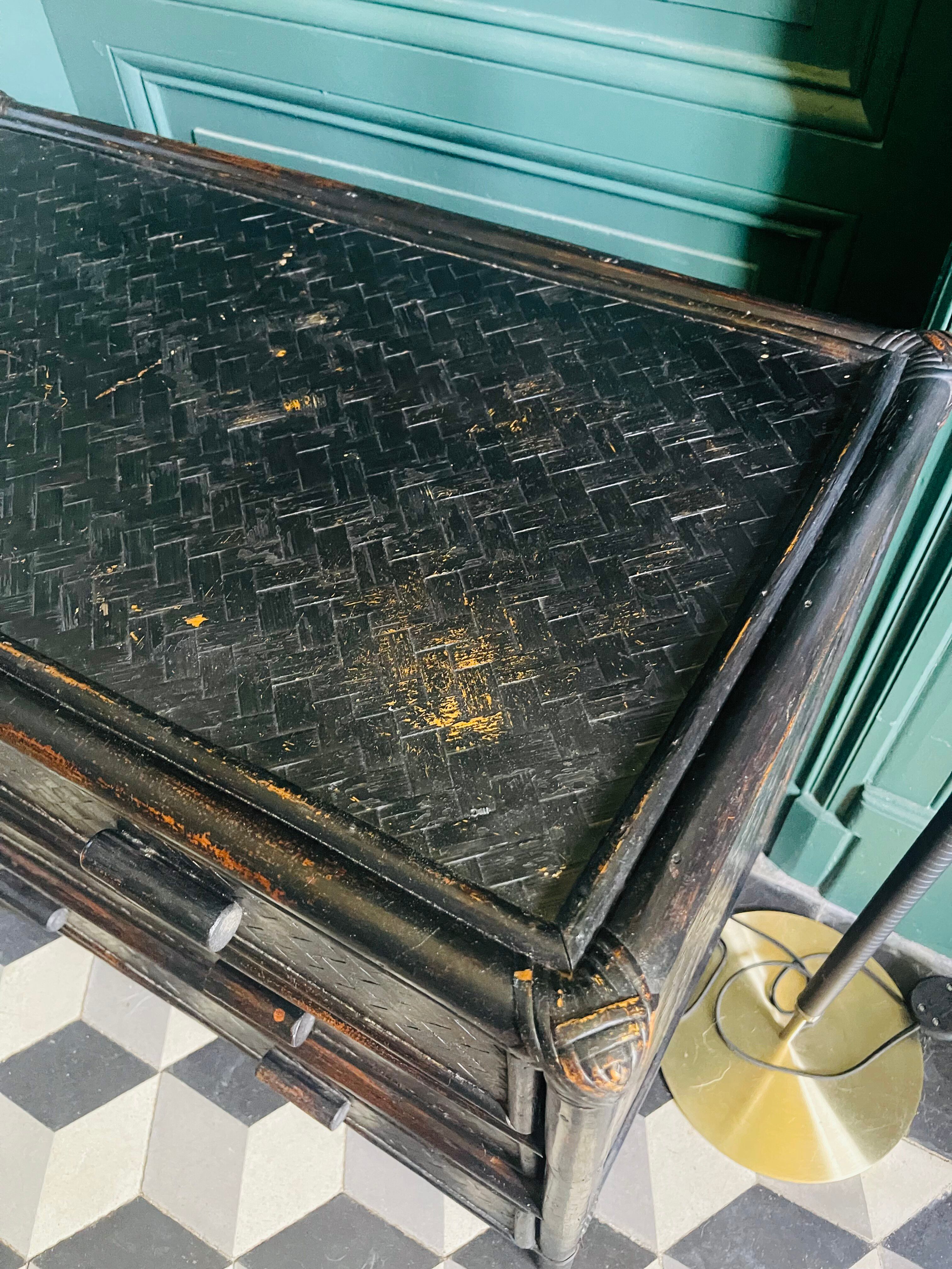 Vintage rattan chest of drawers