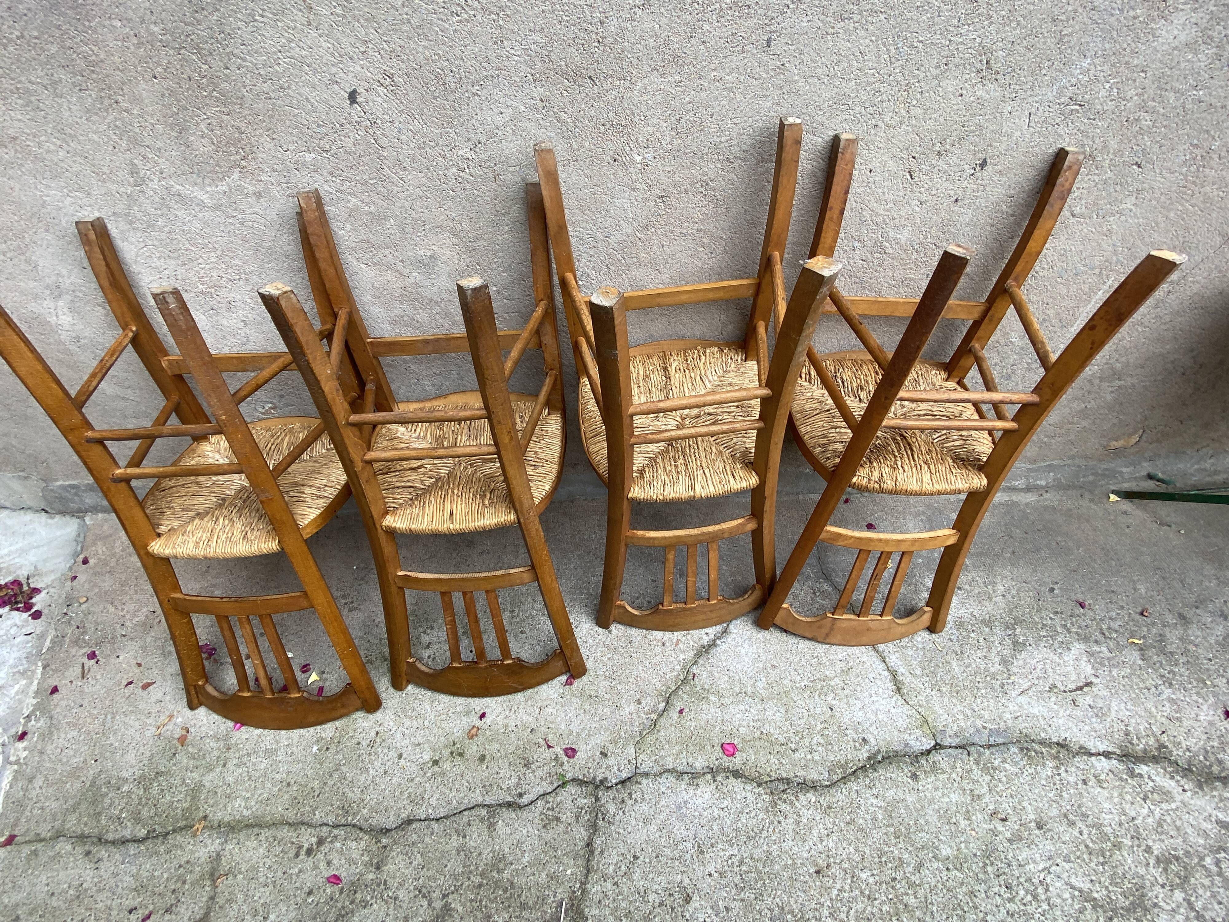 Lot de 4 chaises bois paillees