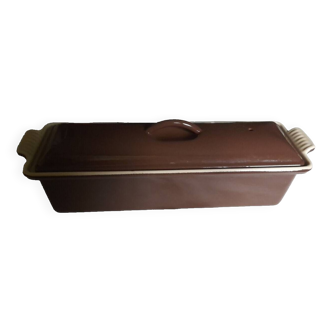 Le Creuset brown enameled cast iron terrine 32 cm