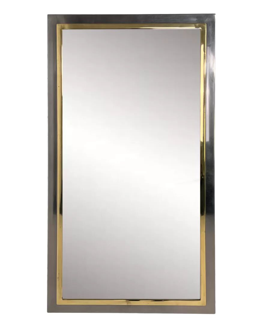 Vintage mirror in varnished metal and brass by BelgoChrome