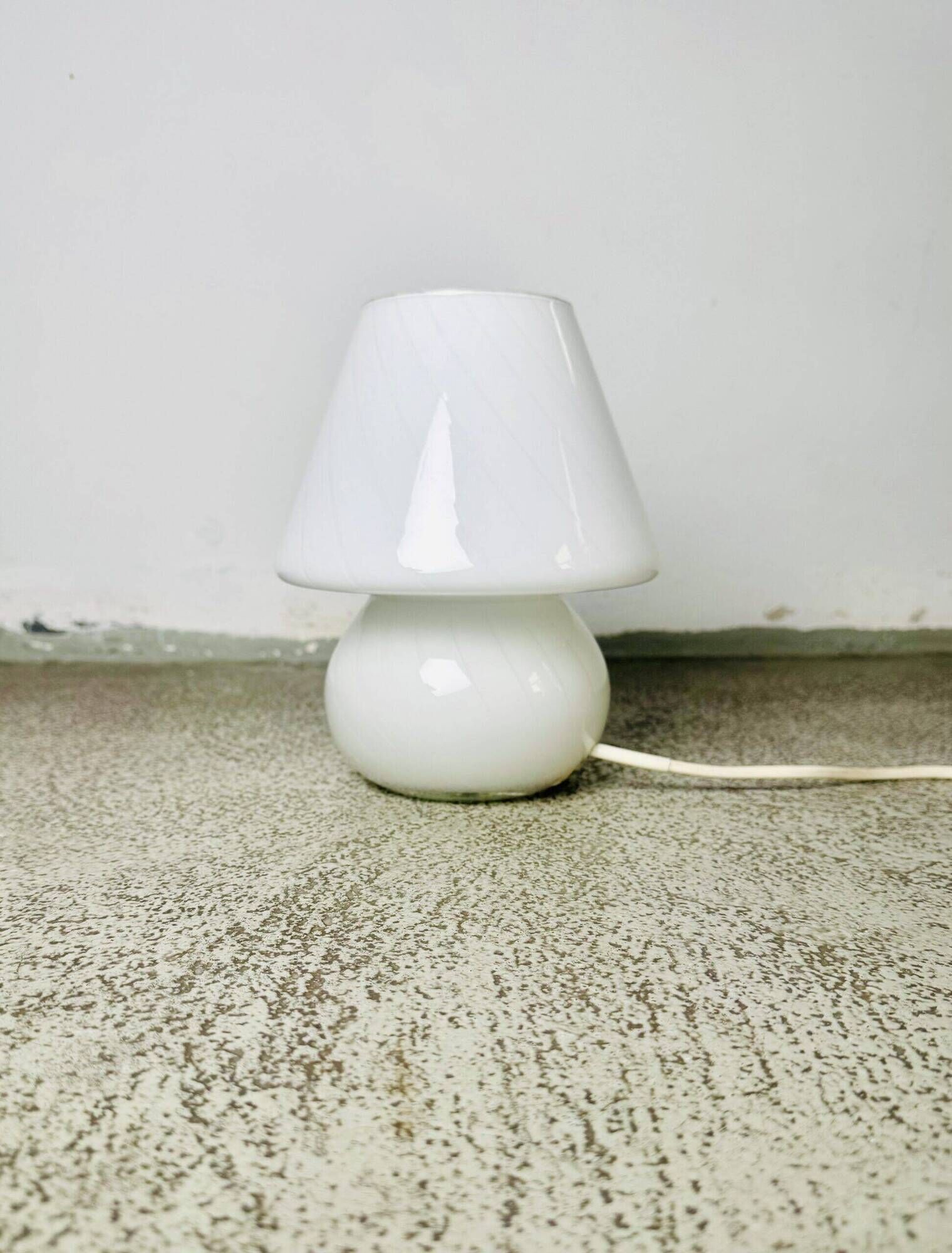 Opaline Glass Swirl Mushroom Table Lamp By Hala Zeist, The Netherlands 1960S
