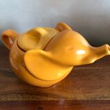 Vintage orange elephant porcelain teapot 1980 France