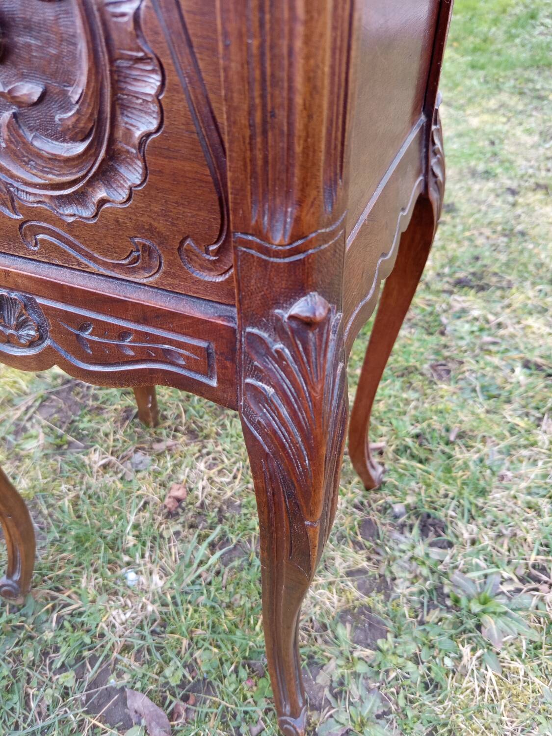 Wood and marble bedside table