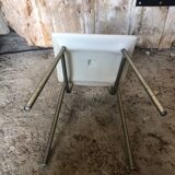 Gray metal children's chair + vintage white plastic seat & back