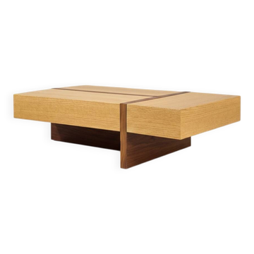 Wooden coffee table with integrated compartments - Contemporary design