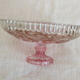 Small pink tinted molded crystal display cup