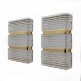 Pair of Modern Italian Murano Glass and Brass Sconces