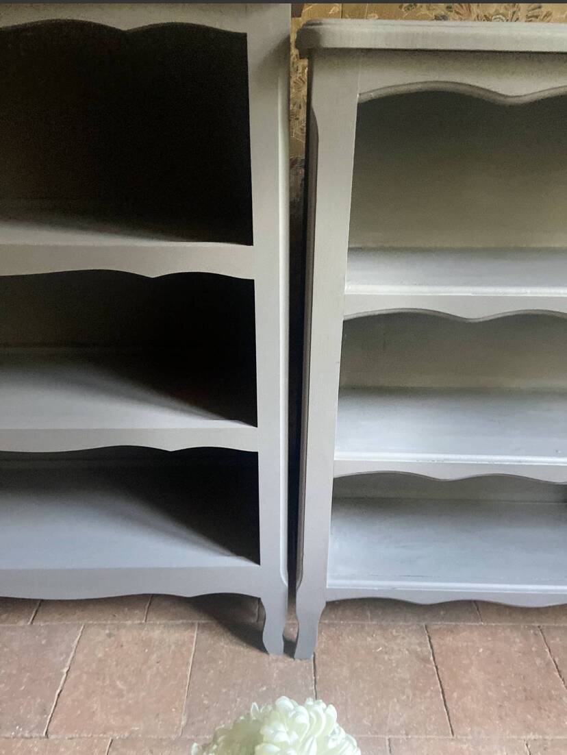 Bibus beech bookcase renovated in gray