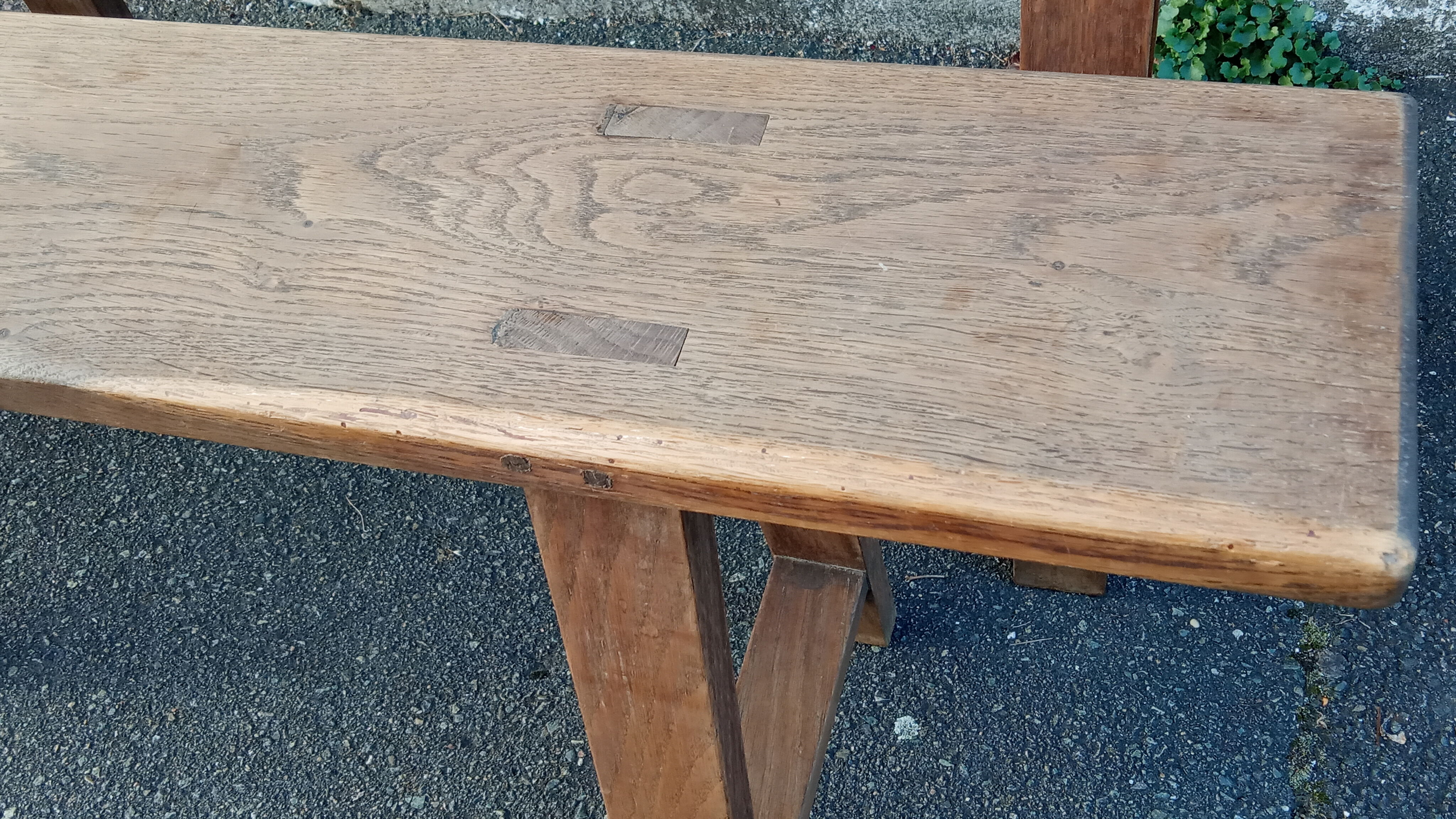 Pair of oak benches 166 cm