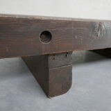 Brutalist belgium oak sleeper mid-century coffee table