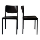 Set of 2 Italian chairs in brown Havana leather, design MATTEO GRASSI