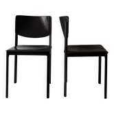 Lot de 2 chaises italiennes en cuir havana marron, design MATTEO GRASSI
