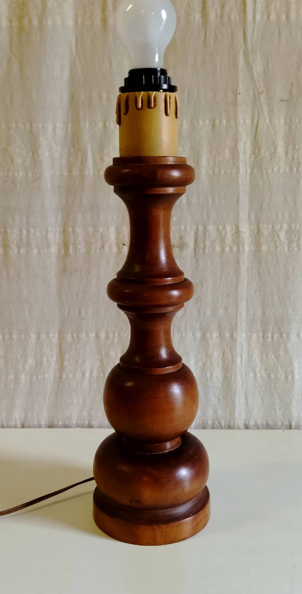 Table lamp base made of solid turned wood - mid 20th century