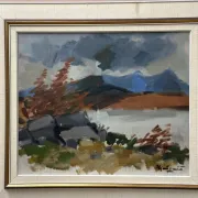 Original Swedish Oil on Canvas – “Landscape” by Ivar Hjertqvist – Vintage & Framed 74 × 65 cm (29" × 25.5")