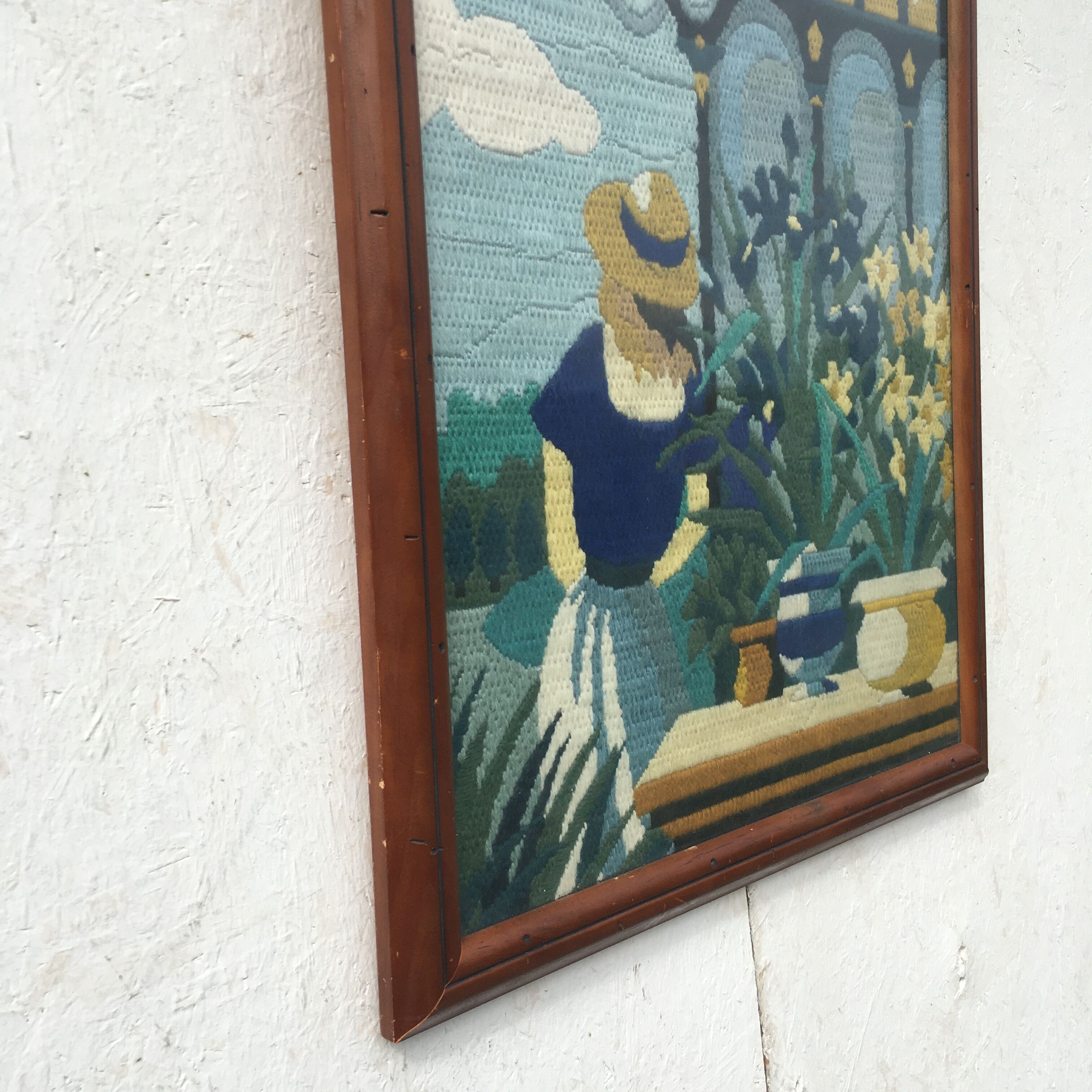 Framed tapestry "the blue lady"