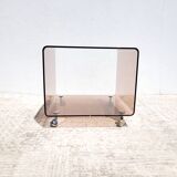 Vintage Plexiglas side table with wheels 1970