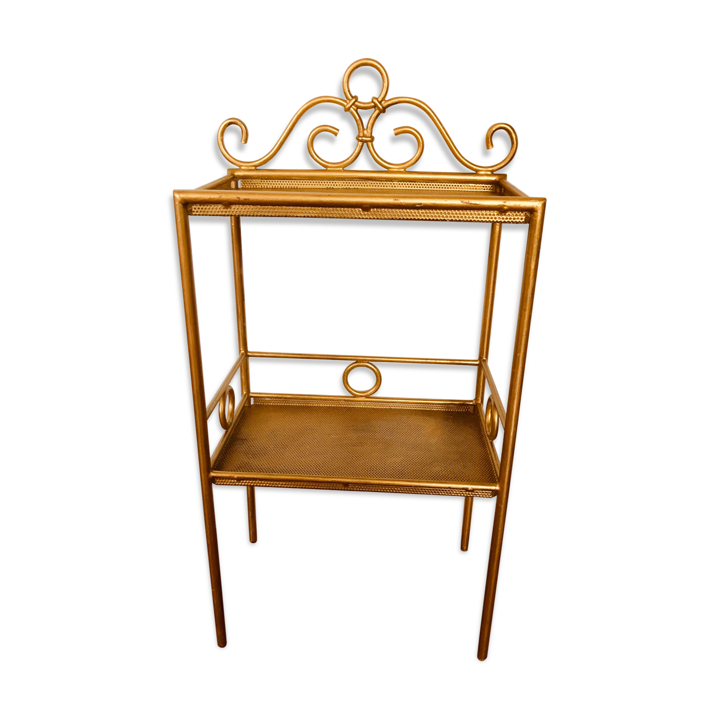 Gold-laquered metal shelf