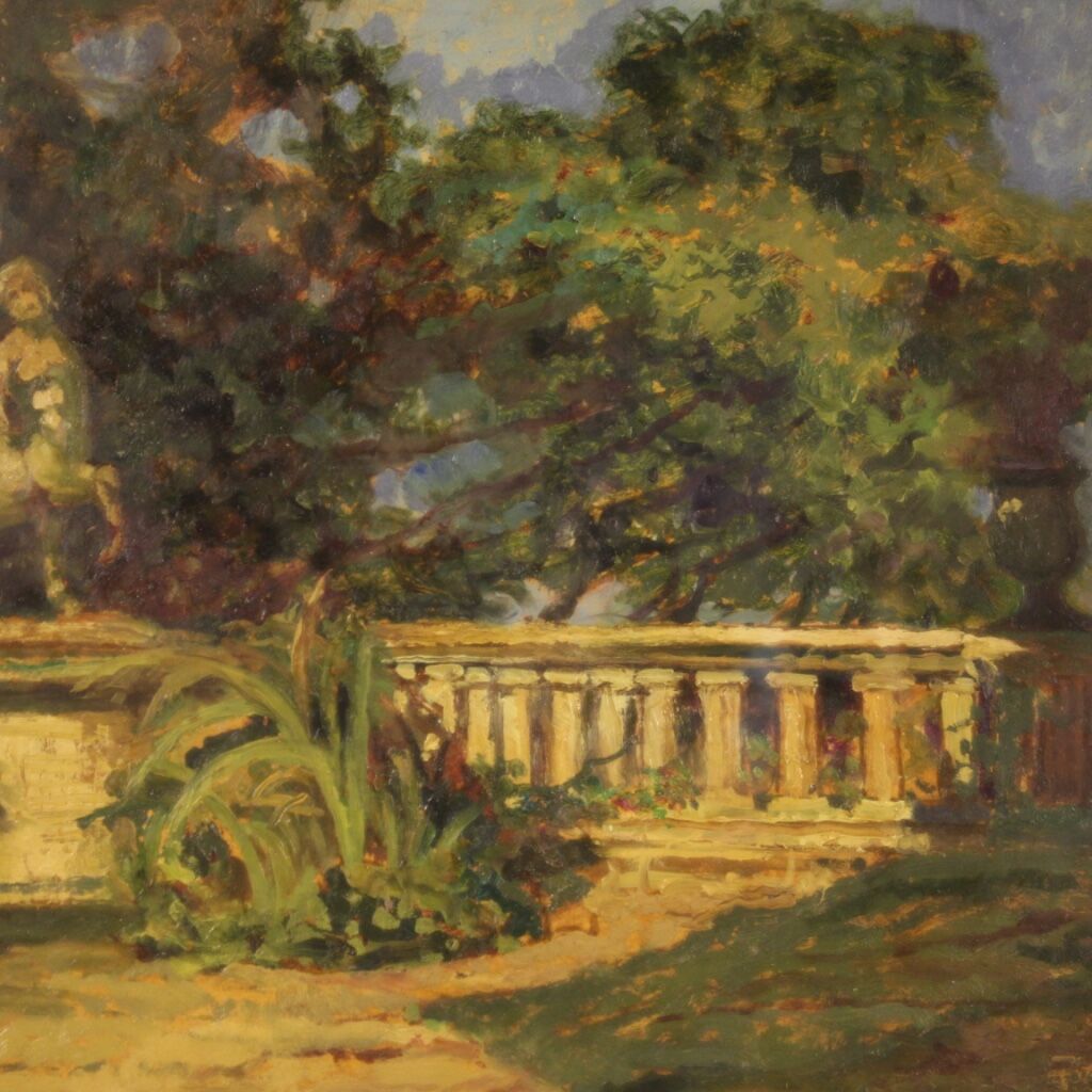 Italian landscape painting in Impressionist style from 20th century