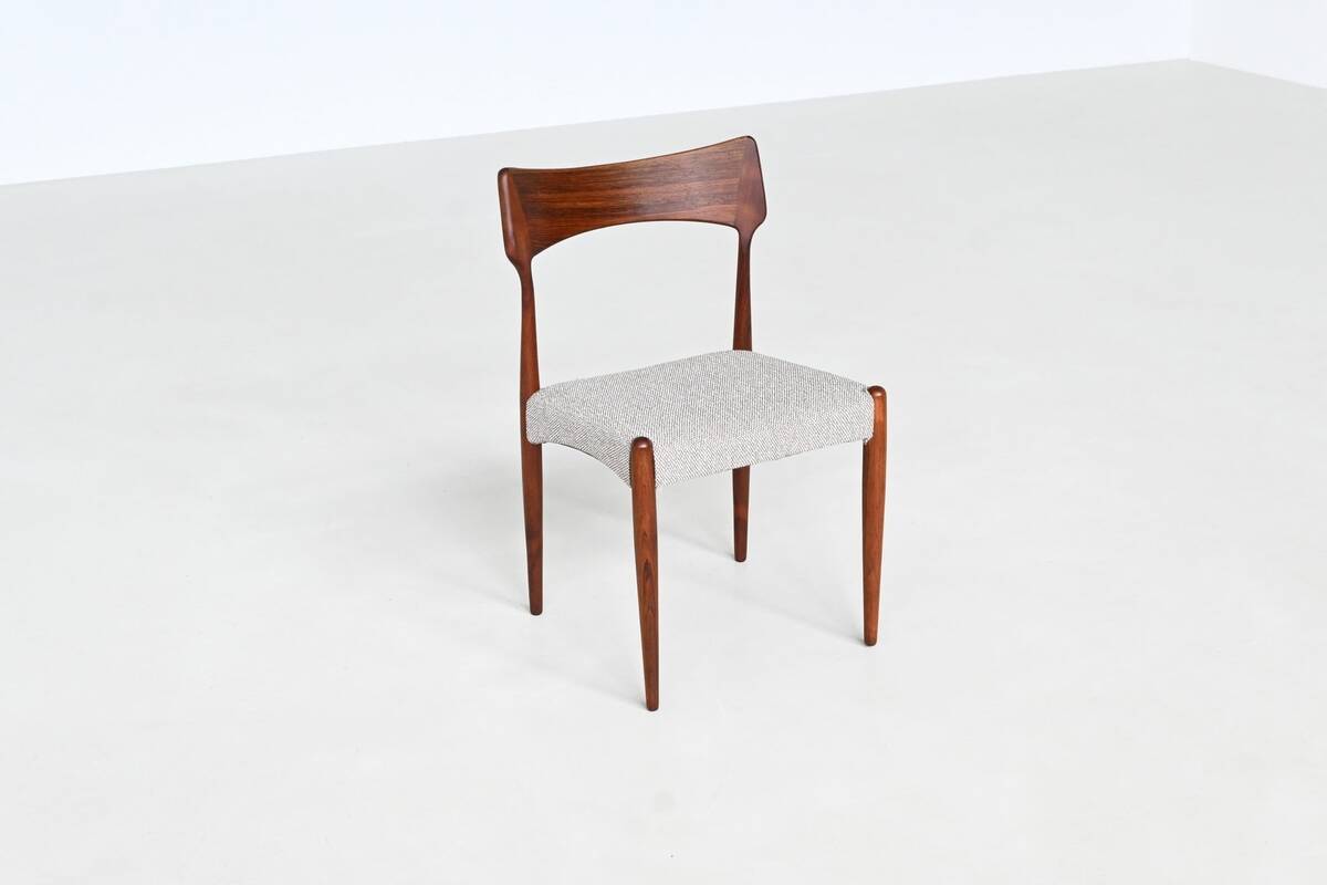 Bernhard Petersen dining chairs in rosewood by Christian Linnebergs, Denmark, 1960