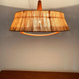 Raffia bast and teak pendant lamp by Temde