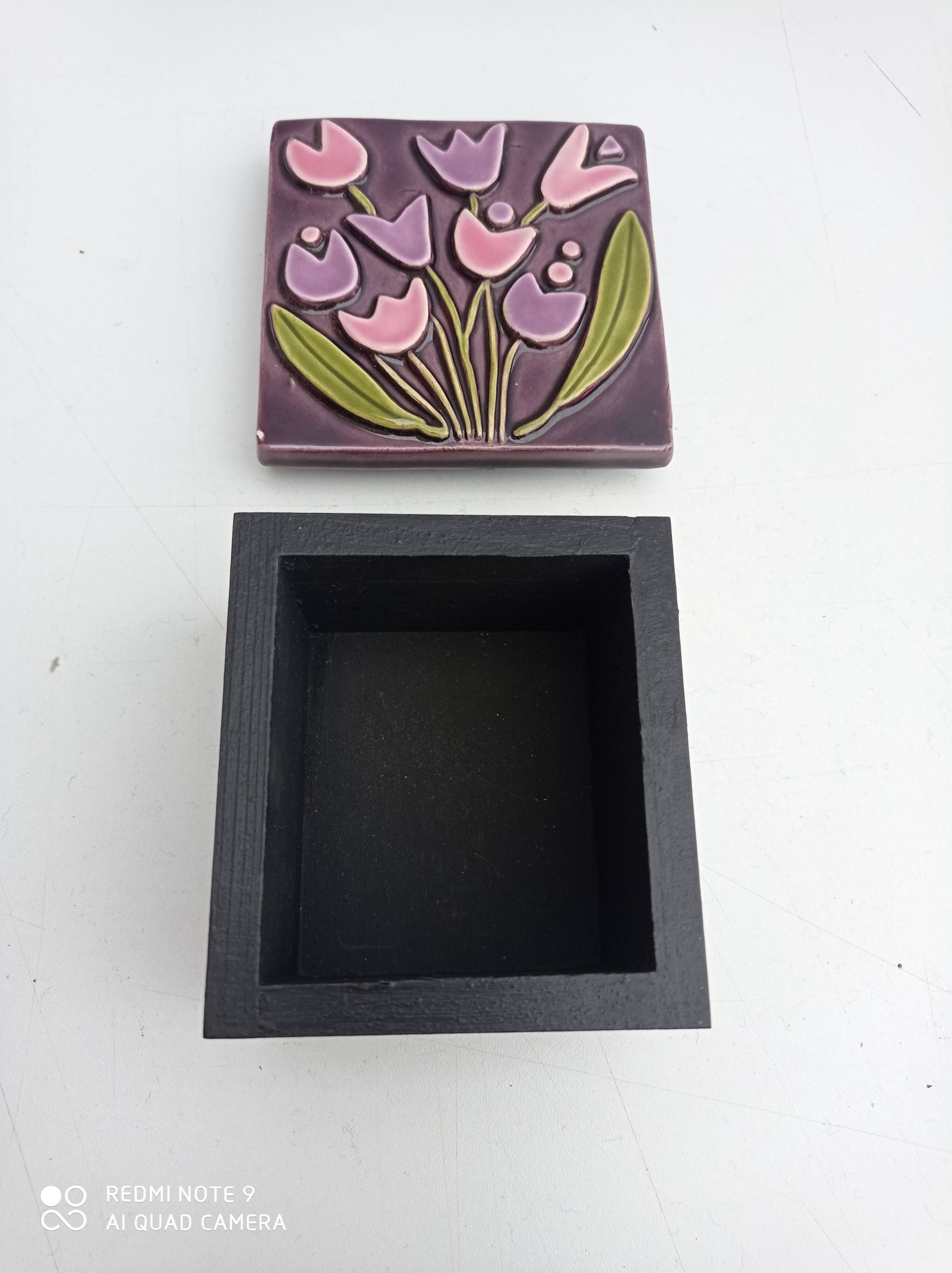 Mithé Espelt - "Tulips" jewelry box in glazed ceramic - 1965