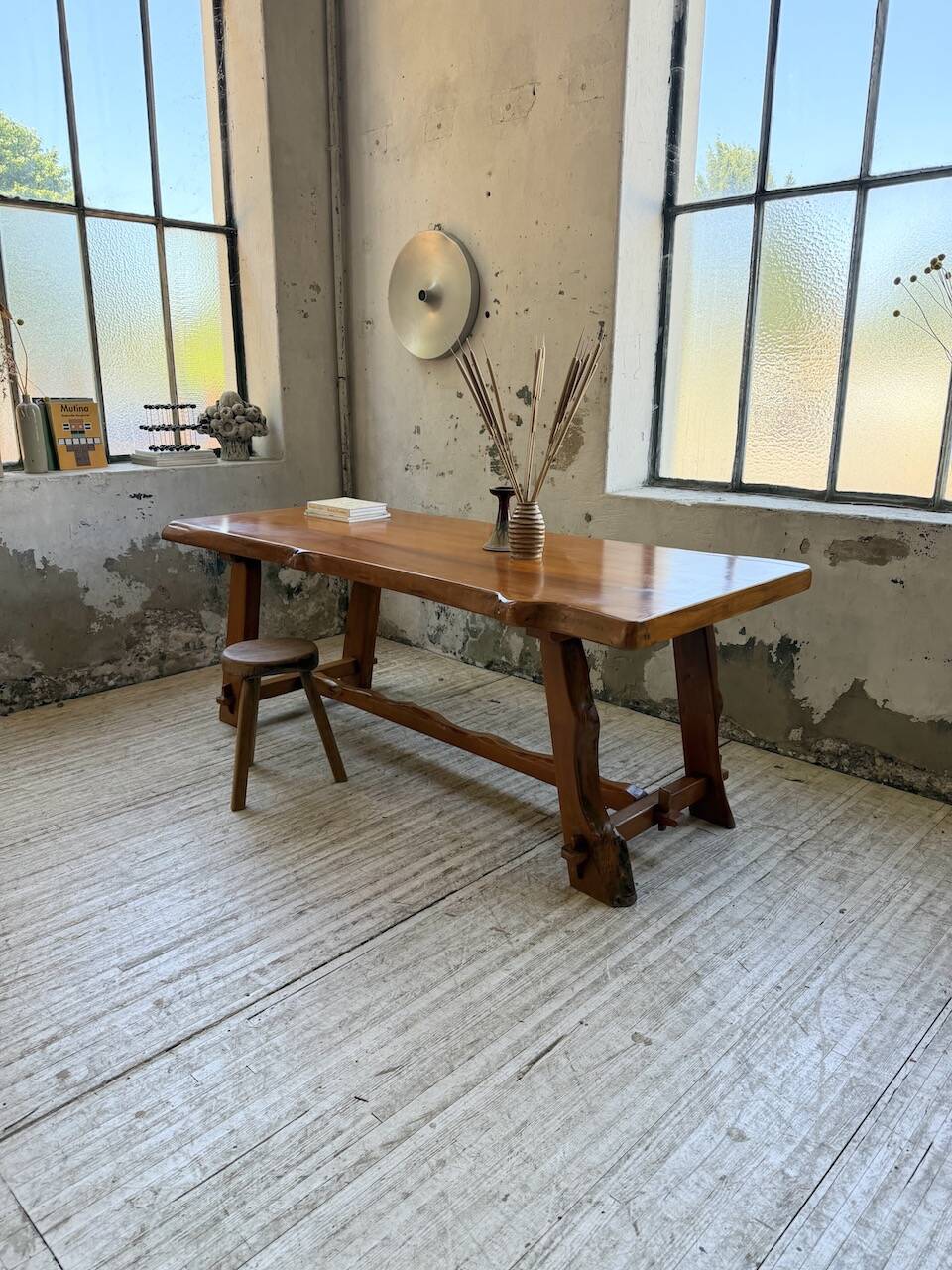 Aranjou farmhouse table in blond elm, 1950s