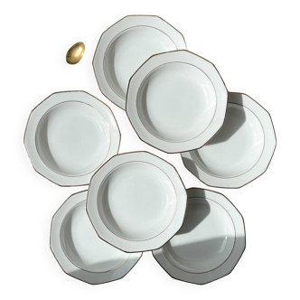 7 Winterling Marktleuthen Bavaria white gold porcelain soup plates