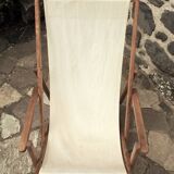 Transat avec extension chaise longue, en bois et tissu