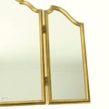 Vintage Triptych Mirror Gold Leaf Gilded Hollywood Regency 86cm