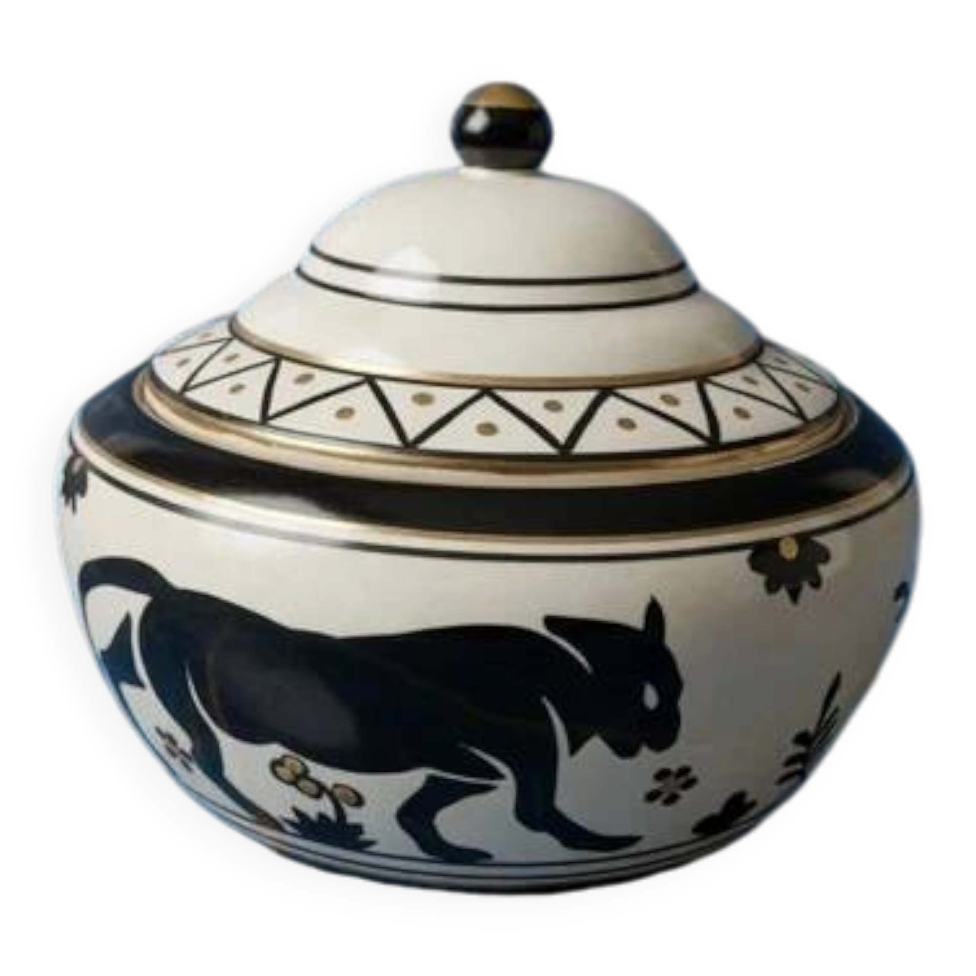 Large Art Deco Bonbonnière - Panther - After Lombart
