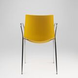 Chaise jaune du milieu du siècle avec structure en métal et siège en plastique, Belgique
