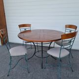 Set of 1 Table and 4 Chairs wrought iron 80s