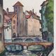 André Duculty (1912-1990) Watercolor on paper "Annecy (Haute Savoie)" Signed lower right