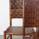 Set of 6 Schuitema dining chairs from the Shaker collection with woven leather seat and backrest