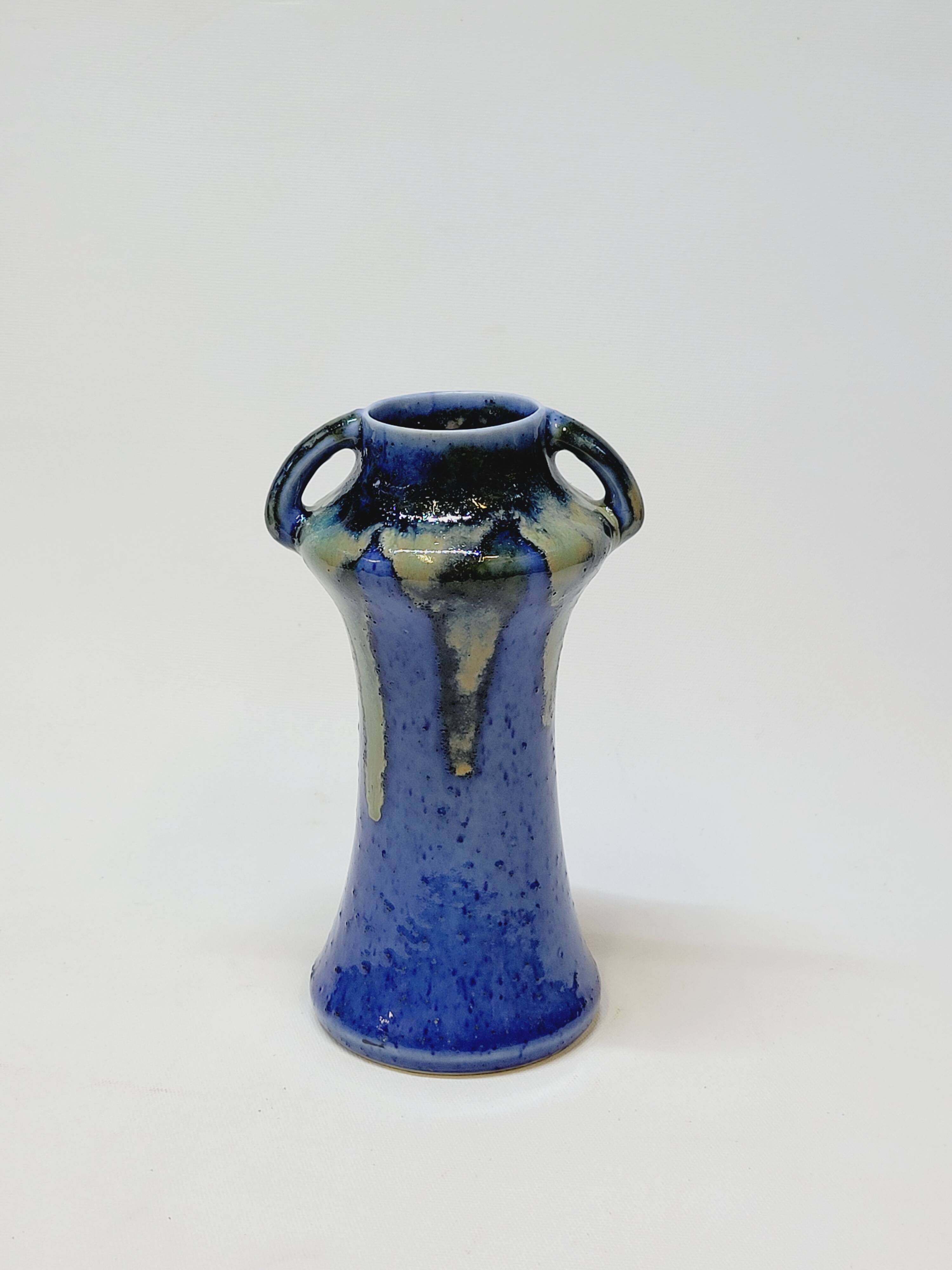 Antique Art Deco Blue Flemmé Stoneware Vase