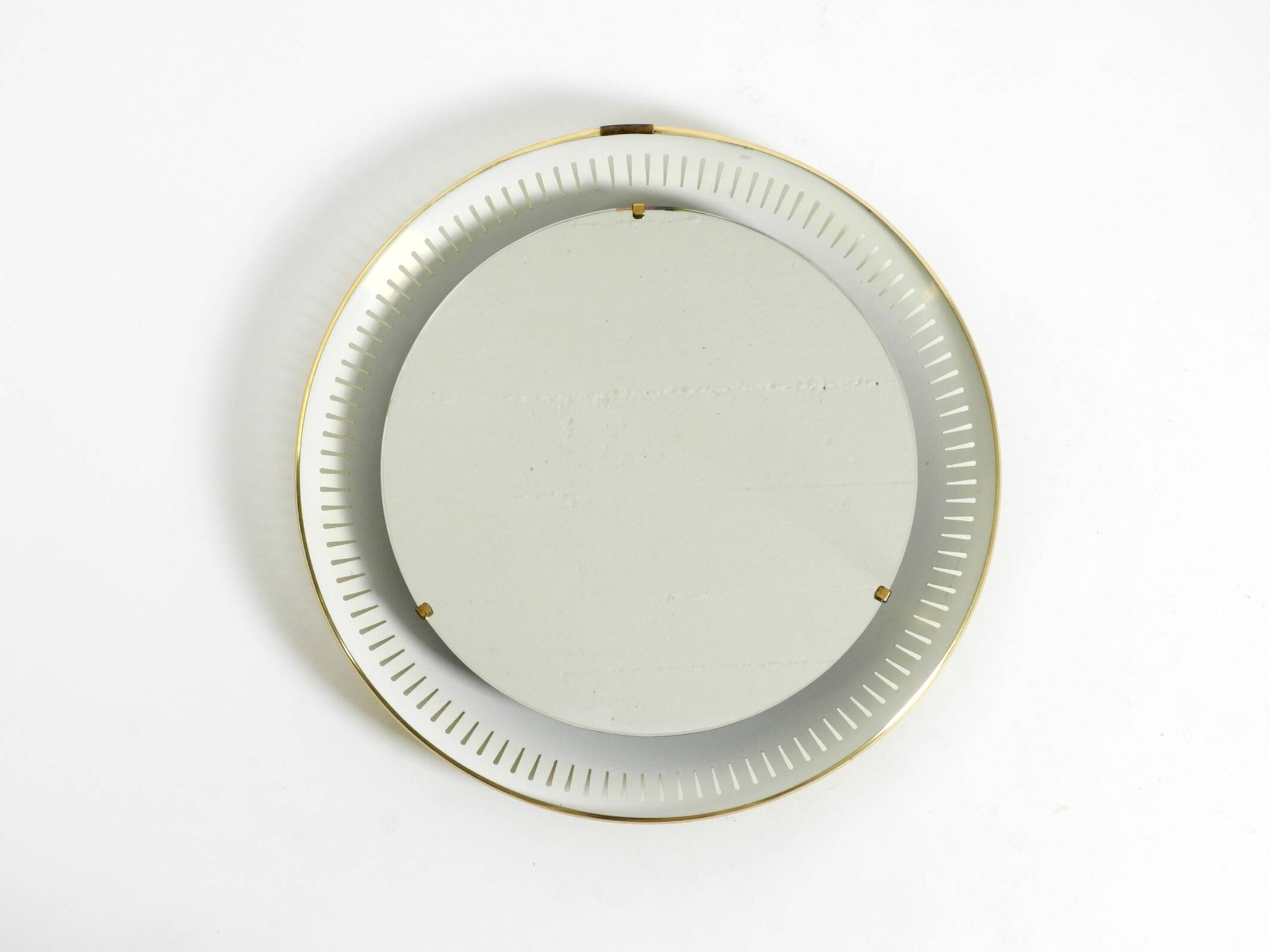 Rare round illuminated mid-century Hillebrand metal mirror from 1966