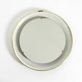 Rare round illuminated mid-century Hillebrand metal mirror from 1966