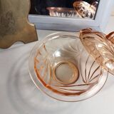 Candy dish, sugar bowl, pink glass box