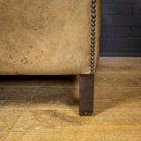 Vintage wingchair Dutch Sheepskin (cuir de mouton)